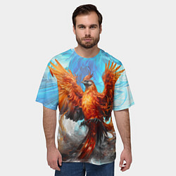 Футболка оверсайз мужская Птица феникс в огне, цвет: 3D-принт — фото 2