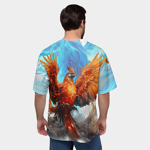 Мужская футболка оверсайз Птица феникс в огне / 3D-принт – фото 4