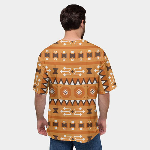 Мужская футболка оверсайз Brown tribal geometric / 3D-принт – фото 4