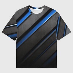 Футболка оверсайз мужская Black blue lines, цвет: 3D-принт