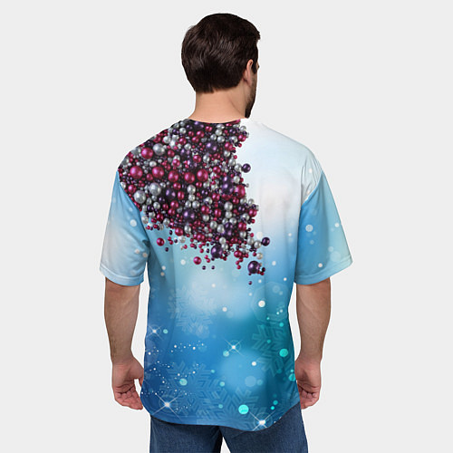 Мужская футболка оверсайз Цунами из новогодних шариков / 3D-принт – фото 4