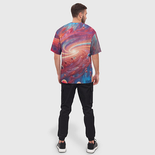 Мужская футболка оверсайз Галактика в спирали / 3D-принт – фото 4