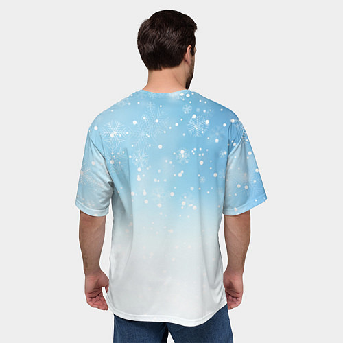 Мужская футболка оверсайз Забавный новогодний дракончик / 3D-принт – фото 4