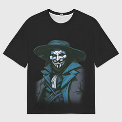 Мужская футболка оверсайз Гай фокс в синем