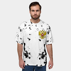 Футболка оверсайз мужская Герб РФ краски черные, цвет: 3D-принт — фото 2