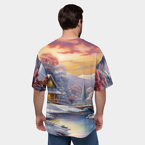 Мужская футболка оверсайз Дракон снегозавр / 3D-принт – фото 4