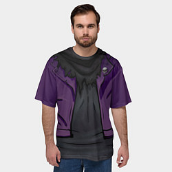 Футболка оверсайз мужская Фиолетовая косуха лича с черепами, цвет: 3D-принт — фото 2
