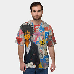 Футболка оверсайз мужская Аниме пацан на фоне стены, цвет: 3D-принт — фото 2