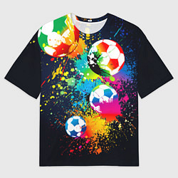 Мужская футболка оверсайз Разноцветные футбольные мячи
