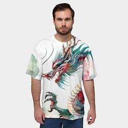 Футболка оверсайз мужская Акварельный японский дракон, цвет: 3D-принт — фото 2