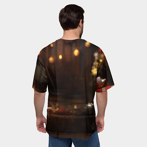 Мужская футболка оверсайз Белый новогодний дракон / 3D-принт – фото 4