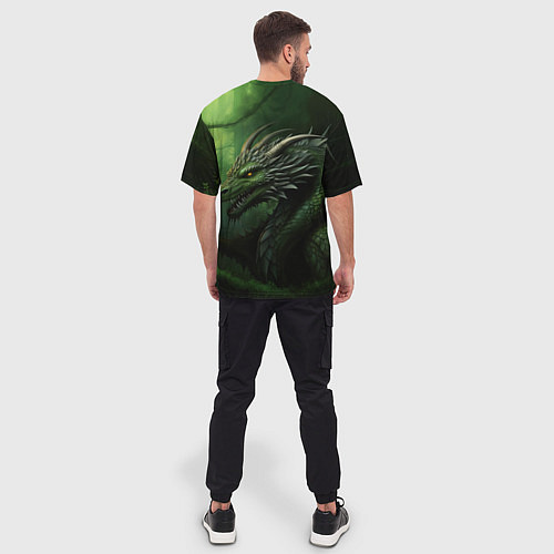 Мужская футболка оверсайз Зеленый дракон символ 2024 / 3D-принт – фото 4