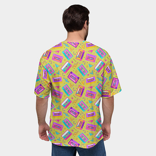 Мужская футболка оверсайз Магнитофонные кассеты / 3D-принт – фото 4