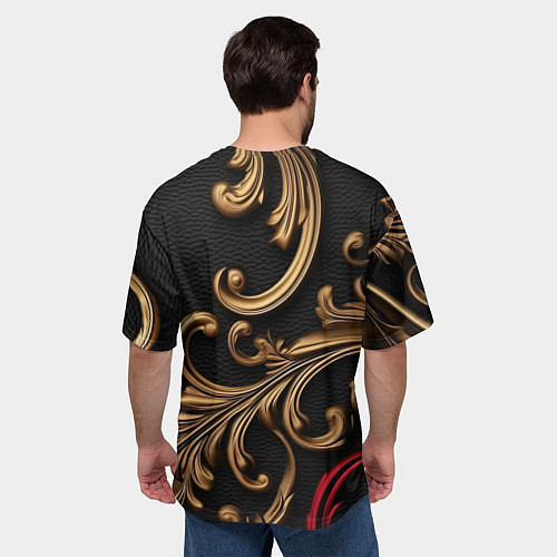 Мужская футболка оверсайз Золотые абстрактные узоры / 3D-принт – фото 4