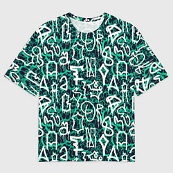 Футболка оверсайз мужская Символы каракули, цвет: 3D-принт