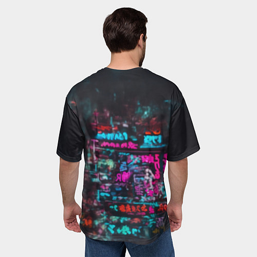 Мужская футболка оверсайз Кибернетический файтер / 3D-принт – фото 4