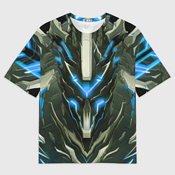 Футболка оверсайз мужская Синяя кибер броня, цвет: 3D-принт