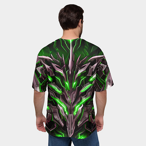 Мужская футболка оверсайз Зелёная кибер броня / 3D-принт – фото 4