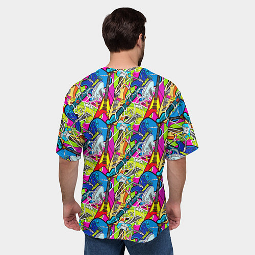 Мужская футболка оверсайз Multicolored guitars / 3D-принт – фото 4
