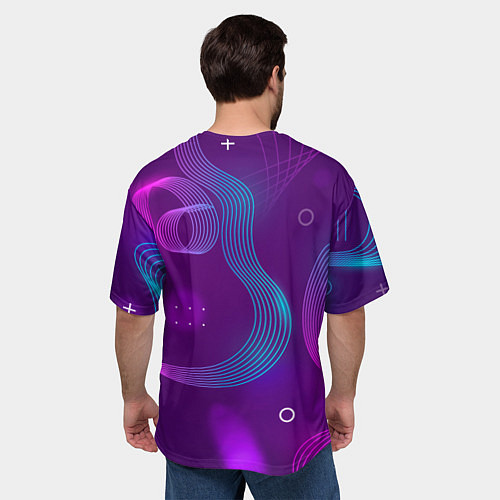 Мужская футболка оверсайз Радио Новая Песня Фиолетовый стиль / 3D-принт – фото 4