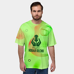 Футболка оверсайз мужская Радио Новая Песня Салатовый стиль, цвет: 3D-принт — фото 2