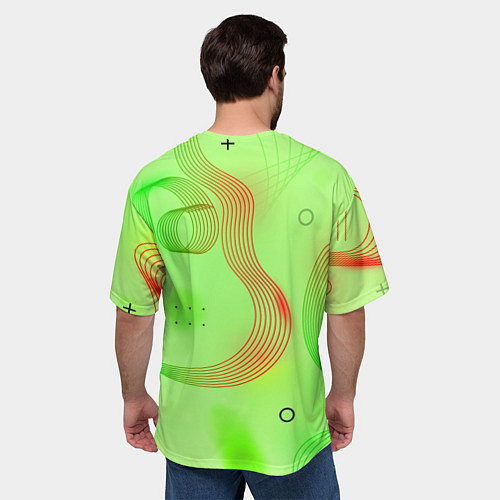 Мужская футболка оверсайз Радио Новая Песня Салатовый стиль / 3D-принт – фото 4