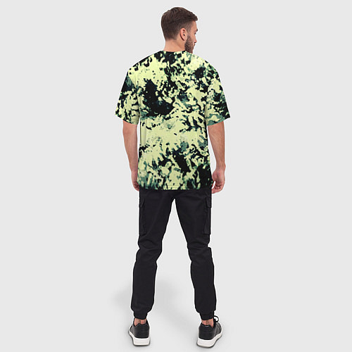 Мужская футболка оверсайз Абстракция чёрный и бледно-зелёный / 3D-принт – фото 4
