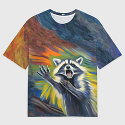Футболка оверсайз мужская Крик енота, цвет: 3D-принт