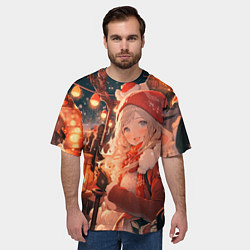 Футболка оверсайз мужская Новогодняя подруга, цвет: 3D-принт — фото 2