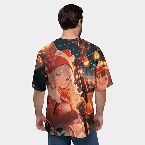 Мужская футболка оверсайз Новогодняя подруга / 3D-принт – фото 4