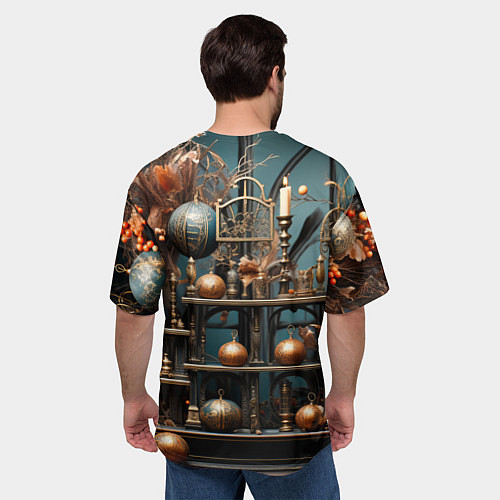 Мужская футболка оверсайз Новогодняя полка / 3D-принт – фото 4