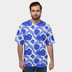 Футболка оверсайз мужская Гжель классика, цвет: 3D-принт — фото 2