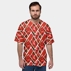 Футболка оверсайз мужская Красные треугольники, цвет: 3D-принт — фото 2