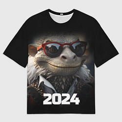 Футболка оверсайз мужская Новогодний старый дракон, цвет: 3D-принт