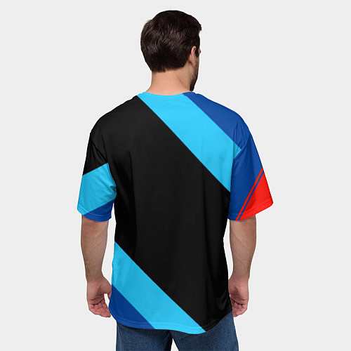 Мужская футболка оверсайз BMW line / 3D-принт – фото 4