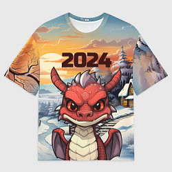 Футболка оверсайз мужская Большой красный дракон 2024, цвет: 3D-принт