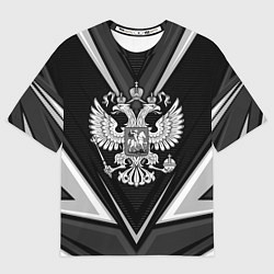 Футболка оверсайз мужская Герб России- черно-белый, цвет: 3D-принт