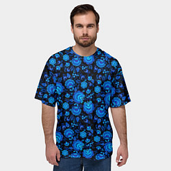 Футболка оверсайз мужская Новогодняя гжельская роспись чёрный фон, цвет: 3D-принт — фото 2