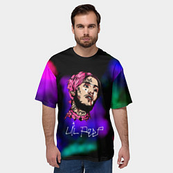 Футболка оверсайз мужская Lil peep рэп неоновый градиент, цвет: 3D-принт — фото 2