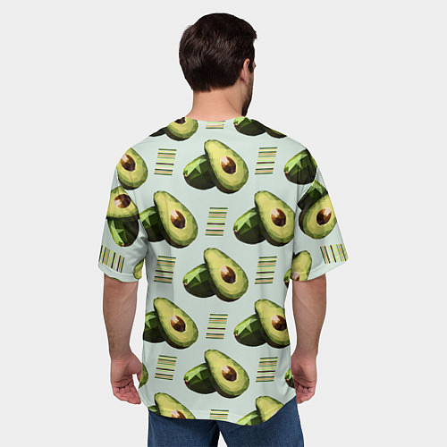 Мужская футболка оверсайз Авокадо и полосы / 3D-принт – фото 4