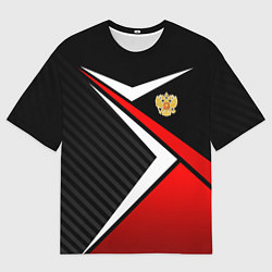Мужская футболка оверсайз Russia - black and red