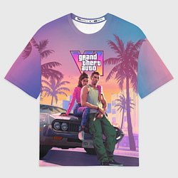 Футболка оверсайз мужская Главные герои gta 6, цвет: 3D-принт
