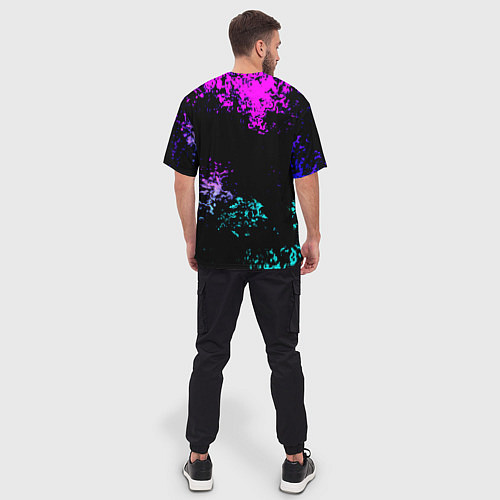 Мужская футболка оверсайз Fortnite капли неоновых красок / 3D-принт – фото 4