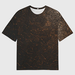 Футболка оверсайз мужская Темная текстура - сухая земля, цвет: 3D-принт