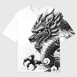 Футболка оверсайз мужская Морда дракона - ирезуми, цвет: 3D-принт