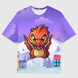 Мужская футболка оверсайз Агрессивный дракон 2024