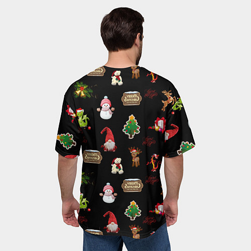 Мужская футболка оверсайз Много новогодних игрушек / 3D-принт – фото 4