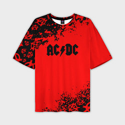 Мужская футболка оверсайз AC DC skull rock краски