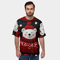 Футболка оверсайз мужская Новогодние медведи, цвет: 3D-принт — фото 2