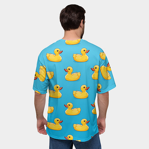 Мужская футболка оверсайз Желтые резиновые уточки для ванны / 3D-принт – фото 4